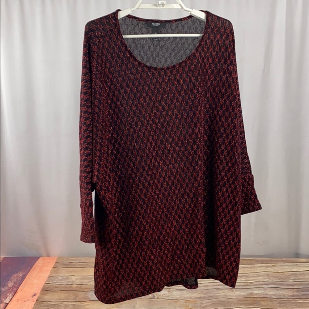 Alfani Metallic Red Blouse 2X